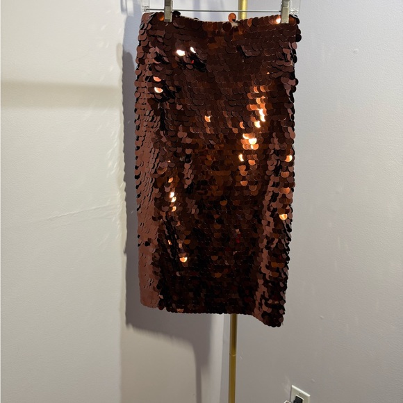 Halogen Dresses & Skirts - Halogen Womens Copper Brown Burgundy Sequin Pencil Midi Skirt Size S HA399154MI
